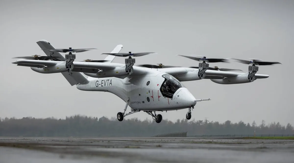 Electric vertical take-off aircraft in flight